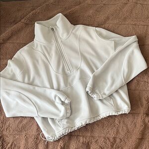 Lululemon Athletica Softstreme Ribbed Quarter Zip in Bone